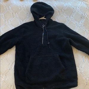Black Sherpa hoodie sweatshirt